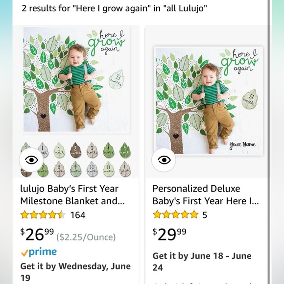 Lulujo Baby’s First Year blanket & milestone card set “Here I Grow Again” - Picture 3 of 3